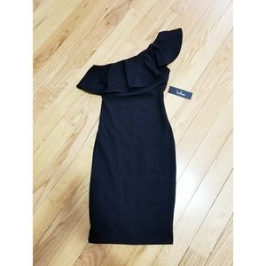 Black One Shoulder Body Con Dress